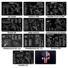 Gun Cleaning Rubber Mat — 3D Firearm Bench Mat / Mouse Pad (AR15 AK47 Glock 1911 etc.)