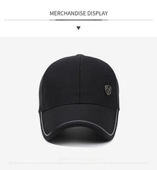 Men’s Summer Breathable Baseball Cap – Black Outdoor Sun Hat 56–60cm