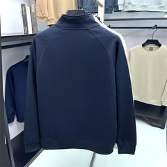 Men’s Half-Zip Polo Hoodie – Embroidered Pony Logo Long Sleeve Casual Top