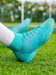 Men’s High-Top Soccer Shoes – Turf Training Anti-Slip Cleats