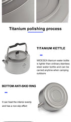 Widesea Titanium Camping Kettle – Lightweight Outdoor Coffee & Tea Pot