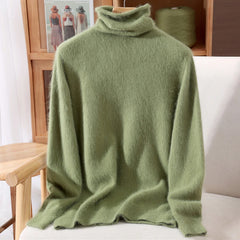 Women’s Mink Cashmere Pullover Sweater – High Collar