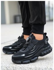 Rotating Button Men’s Safety Shoes – Anti-Smash, Anti-Puncture Work Sneakers