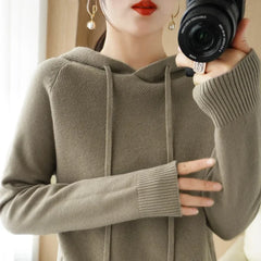 2025 Women’s Knit Hooded Sweater – Warm Autumn/Winter Casual Pullover