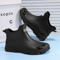 Men’s Waterproof Warm Rubber Rain Boots – Anti-Slip Fishing & Work Shoes