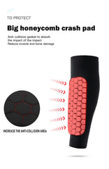 1PC Football Shin Guard Sleeve – Compression Calf Sock with Honeycomb Pads