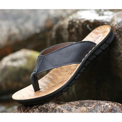 Men’s Summer Leather Slippers – Non-Slip Flip Flops Sandals