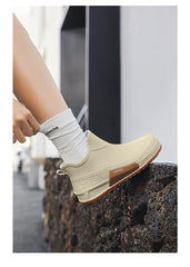 Unisex Short Tube Waterproof Rain Boots – Non-Slip Slip-On Outdoor Rubber Shoes