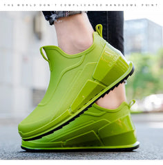 Men’s Waterproof Low-Top Rain Boots – Slip-On Anti-Slip Fishing & Kitchen Shoes