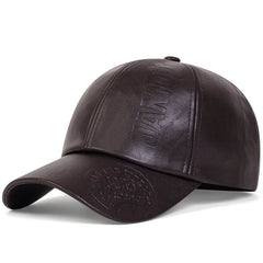 Men’s Vintage Leather Baseball Cap – Retro Cowhide Military Hat