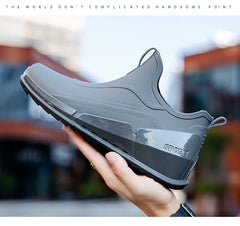 Men’s Waterproof Low-Top Rain Boots – Slip-On Anti-Slip Fishing & Kitchen Shoes