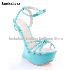 Women's Candy Color Open Toe High Heel Sandals with Ankle Strap