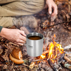 LIXADA 750ml Stainless Steel Camping Mug with Lid & Foldable Handle