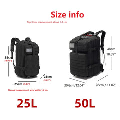 25L/50L Tactical Waterproof Outdoor Backpack – Trekking, Fishing, Hunting, Camping, Hiking