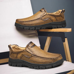 LETCOMFIT Men’s Slip-On Leather Loafers – Anti-Skid All-Season Shoes