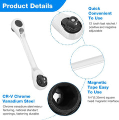 Mini Double-Ended Ratchet Wrench – 1/4" 72-Tooth Quick Socket Tool