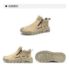 Men’s Casual Labor & Outdoor Climbing Shoes – Zipper, Non-Slip, Wear-Resistant Sneakers