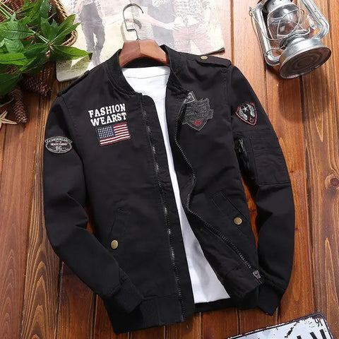 Men’s Outdoor Vintage Cargo Jacket – Embroidered Cotton Windbreaker 2024