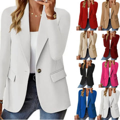 2025 Women’s Oversized Button Suit Coat – Long Sleeve Lapel Office Jacket