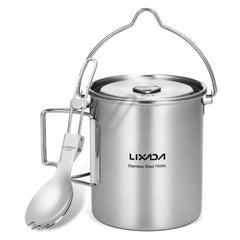LIXADA 750ml Stainless Steel Camping Mug with Lid & Foldable Handle
