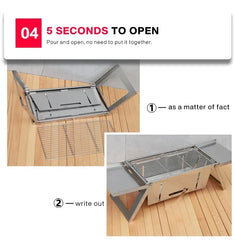 Stainless Steel Folding Charcoal BBQ Grill – Portable Outdoor Barbecue Stove & Skewer Rack