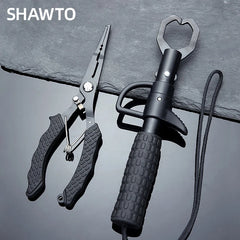 Shawto Aluminum Alloy Fishing Gripper – Professional Lip Grabber & Fish Control Pliers Tool