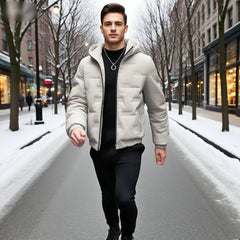 2024 Men’s Cotton Padded Bomber Jacket – Slim Fit Winter Streetwear Coat