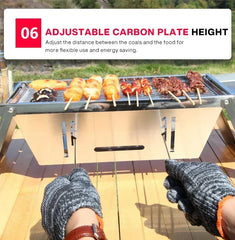 Stainless Steel Folding Charcoal BBQ Grill – Portable Outdoor Barbecue Stove & Skewer Rack