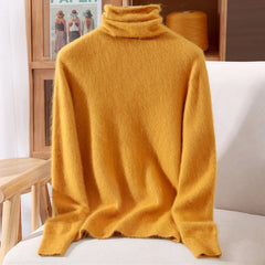 Women’s Mink Cashmere Pullover Sweater – High Collar