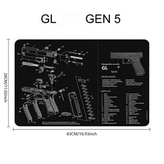 Gun Cleaning Rubber Mat — 3D Firearm Bench Mat / Mouse Pad (AR15 AK47 Glock 1911 etc.)