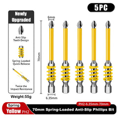 1/4" Hex Phillips Screwdriver Bit – Anti-Slip Spring-Loaded Quick-Release