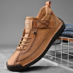 Handmade Men’s Leather Loafers – Breathable Slip-On Casual Moccasins (Plus Size)