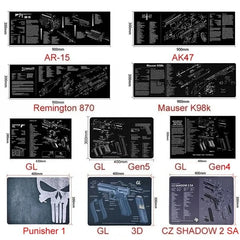 Gun Cleaning Rubber Mat — 3D Firearm Bench Mat / Mouse Pad (AR15 AK47 Glock 1911 etc.)