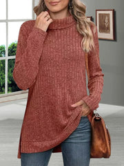 Women’s Thick Striped Turtleneck Sweater – Warm Loose Knit Autumn Pullover