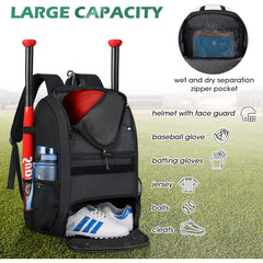 Large Capacity Baseball & Softball Bat Backpack with Shoe Compartment