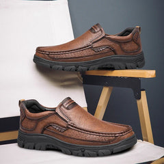 LETCOMFIT Men’s Slip-On Leather Loafers – Anti-Skid All-Season Shoes