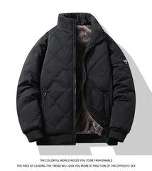 Men’s Stand Collar Windproof Cotton Jacket – Light Business Casual Autumn/Winter Coat