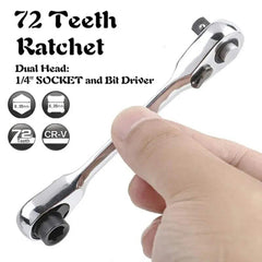 Mini Double-Ended 1/4" Ratchet Wrench – 72-Tooth Quick Socket Tool
