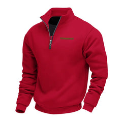 Men’s Heavy Fleece Half-Zip Stand Collar Sweater