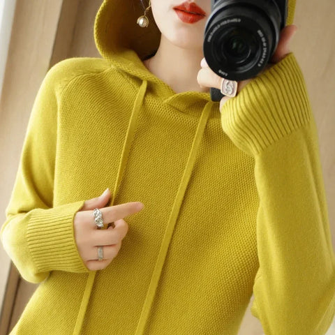 2025 Women’s Knit Hooded Sweater – Warm Autumn/Winter Casual Pullover