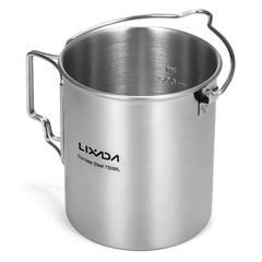 LIXADA 750ml Stainless Steel Camping Mug with Lid & Foldable Handle
