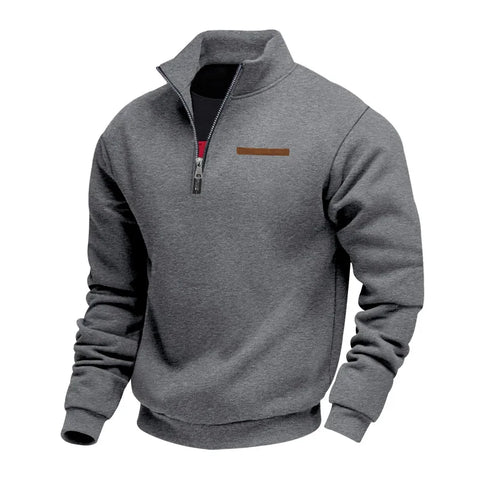 Men’s Heavy Fleece Half-Zip Stand Collar Sweater
