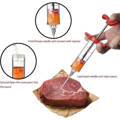 BBQ Meat Injector Syringe – Stainless Steel Marinade Flavor Injector for Turkey, Chicken & Grilling