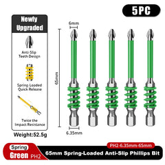 1/4" Hex Phillips Screwdriver Bit – Anti-Slip Spring-Loaded Quick-Release