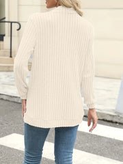 Women’s Solid Color Pit Stripe Cardigan – Soft Brushed Casual Jacket