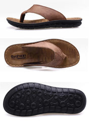 Men’s Summer Leather Slippers – Non-Slip Flip Flops Sandals