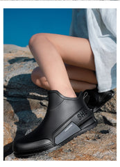 Unisex Short Tube Waterproof Rain Boots – Non-Slip Slip-On Outdoor Rubber Shoes