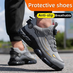 Men’s Rotating Button Safety Work Shoes – Durable Anti-Impact Protective Sneakers