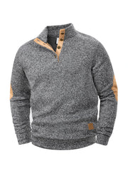 Men’s Henley Stand-Collar Pullover – Casual Long-Sleeve Sweatshirt