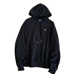 AL Autumn 2025 Loose Fit Hoodie – Solid Color Velvet-Lined Casual Unisex